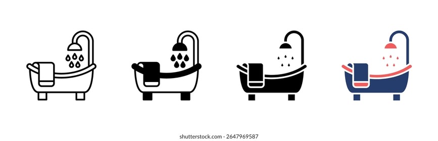 Bathtub icon sheet multiple style collection