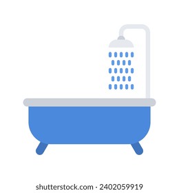 Bathtub icon. Bathtub with shower. Vector illustration.