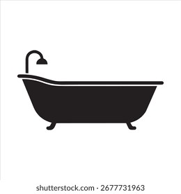 Bathtub Icon Silhouette Vector Illustration Black