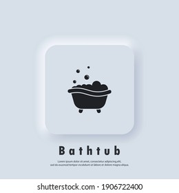  Bathtub icon. Bathtub symbol. Vector. Neumorphic UI UX white user interface web button. Neumorphism