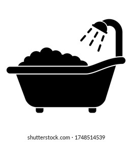 Bathtub icon in trendy silhouette style design. Vector illustration isolated on white background.