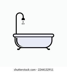Bathtub Icon. Tub, Lavatory Symbol.
