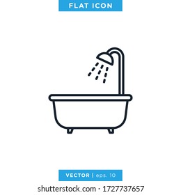 Bathtub Icon Vector Design Template. Editable Stroke