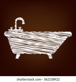 Bathtub icon. Vector illustration with chalk effect
