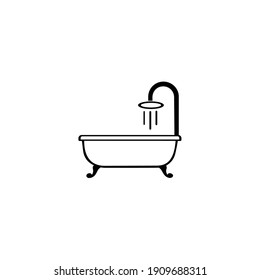 vector de icono de bañera, plantilla de logotipo de ilustración en estilo de moda. Fondo blanco.