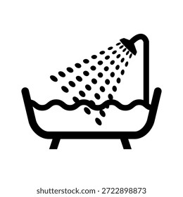 Badewanne Symbol, Vektorgrafik. Duschsymbol. Badezimmerschild, Badewanne Symbol Set trendige Design-Vorlage. Symbol für Badezimmerhygiene. Badewanne Silhouette. Piktogramm im Waschraum. Badeschild einzeln. 
