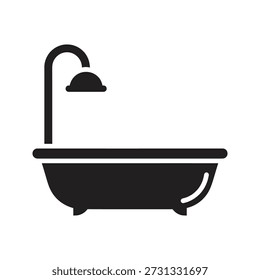 Ícone de banheira ilustração vetorial mostrando banheira chuveiro banheiro casa de banho interior higiene sanitária lavagem limpa relaxamento conceito água isolado branco fundo design elemento