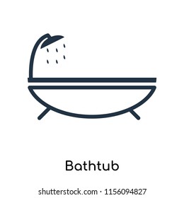Bathtub icon vector isolated on white background, Bathtub transparent sign , thin symbols or lined elements in outline style