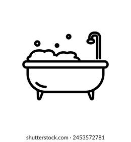 bathtub icon vector in line style