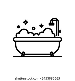 bathtub icon vector in line style