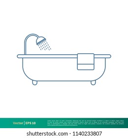 Bathtub Icon Vector Logo Template Illustration Design. Vector EPS 10.