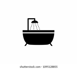 Bathtub icon vector and shower