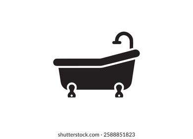 bathtub icon vector silhouette isolated in white background