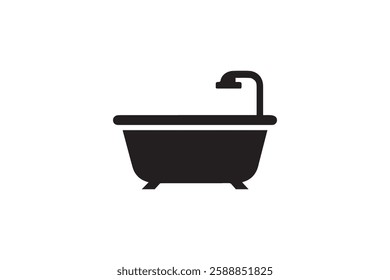 bathtub icon vector silhouette isolated in white background