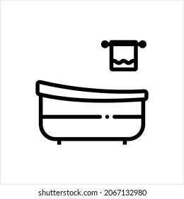 Bathtub Icon, Water Container Used For Bathing Vector Art Illustration