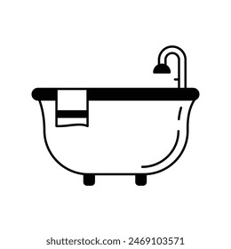 bathtub icon with white background vector stock illustration