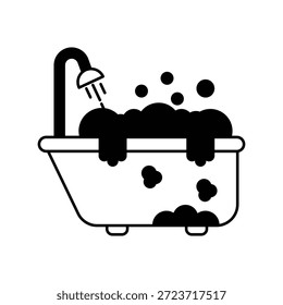 Icono de bañera con fondo blanco Vector Ilustración de stock