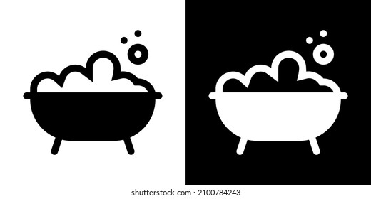 Bathtub. Icon in White and Black Version.