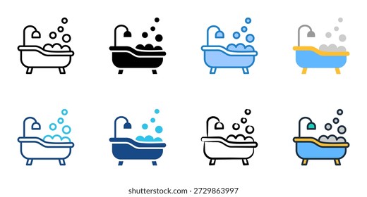Iconos de la bañera fijan la colección múltiple del estilo. Trazo editable 
