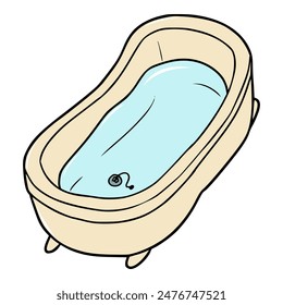 bathtub illustration hand drawn isolated vector