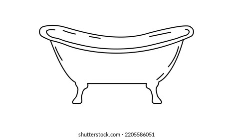 Bathtub isolated on white background. Vector hand-drawn illustration in doodle style. Perfect for cards, decorations, logo, various designs