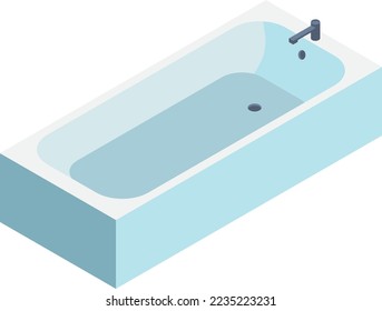 Bathtub isometric icon. Bath furniture. Sanitary room