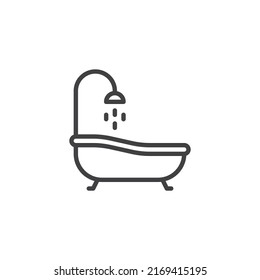 Bathtub line icon. linear style sign for mobile concept and web design. Shower bath outline vector icon. Symbol, logo illustration. Vector graphics
