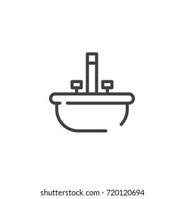 Bathtub line icon, outline vector sign, linear style pictogram isolated on white. Symbol, logo illustration. Editable stroke