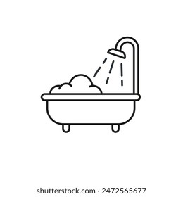 Bathtub line icon. Shower symbol. Bathroom. Isolated vector illustration