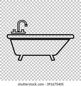 Bathtub line vector icon on transparent background