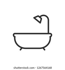 bathtub. linear icon. Line with editable stroke