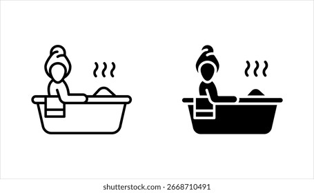 bathtub linear icon set. Thin line illustration on white background. Taking bath. Contour symbol.