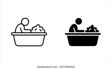 bathtub linear icon set. Thin line illustration on white background. Taking bath. Contour symbol.