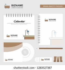 Bathtub  Logo, Calendar Template, CD Cover, Diary and USB Brand Stationary Package Design Vector Template