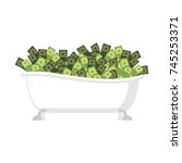 bathtub of money isolated. Bath full cash. Vector illustration
