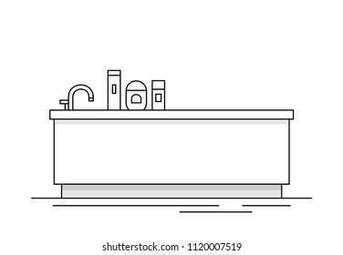 Bathtub. monochrome style. isolated on white background 