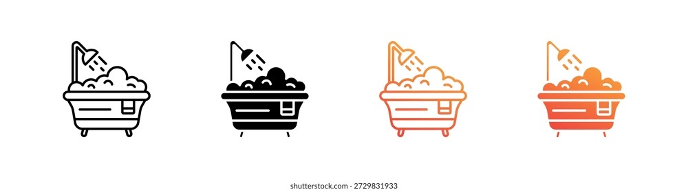 Bathtub Multiple Style Icon Set Collection