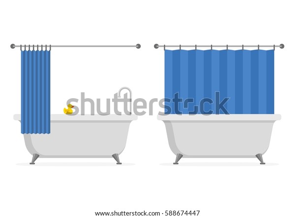 Bathtub Open Closed Shower Curtain Yellow Stock Vector (Royalty Free ...