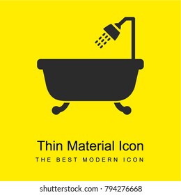 Bathtub with opened shower bright yellow material minimal icon or logo design