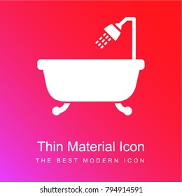 Bathtub with opened shower red and pink gradient material white icon minimal design