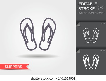Bathtub. Outline icon with editable stroke. Linear symbol of the bathroom with shadow