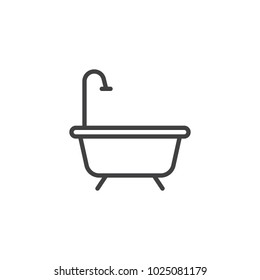 Bathtub outline icon. linear style sign for mobile concept and web design. Shower simple line vector icon. Symbol, logo illustration. Pixel perfect vector graphics