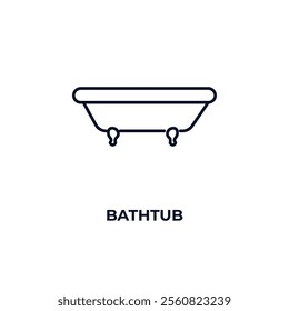 bathtub outline icon. Linear vector from hotel concept. Thin line bathtub icon isolated on white background