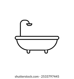 Icono del contorno de la bañera. ilustración simple del estilo moderno negro plano simple para el Web y el App..eps