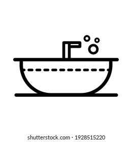Icono de contorno de la bañera. Ilustración de línea delgada. Baño. Símbolo de contorno. Dibujo aislado lineal vectorial aislado sobre fondo blanco.