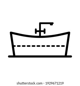 Bathtub outline icon. Thin line illustration. Bath. Contour symbol. Vector linear isolated drawing isolated on white background.