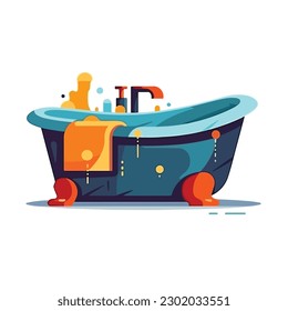 A bathtub with a red bathtub vector illustration.