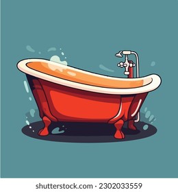 A bathtub with a red bathtub vector illustration.