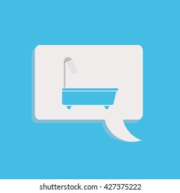 Bathtub and Running Water Icon Flat Graphic Design - Illustration