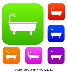 Bathtub set icon in different colors isolated vector illustration. Premium collection